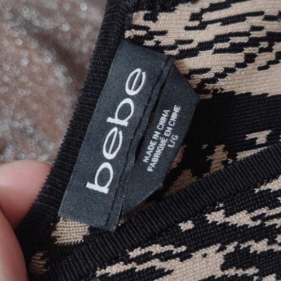 BEBE Short Cocktail Dress w Leather Accents - Picture 8 of 8